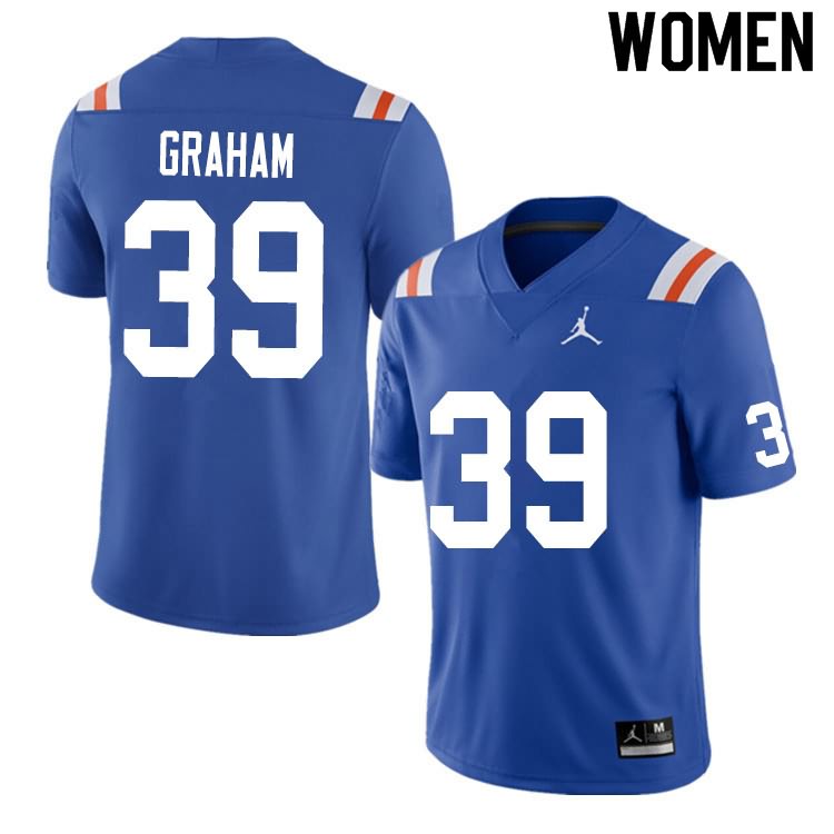 NCAA Florida Gators Fenley Graham Women's #39 Nike Blue Throwback Stitched Authentic College Football Jersey POL7664XR